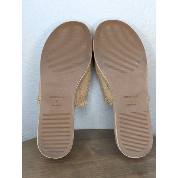 Country Road Fiona Flatform Rafia Platform Sandals Sz EU 38 Brown Beachy Resort - Picture 8 of 8